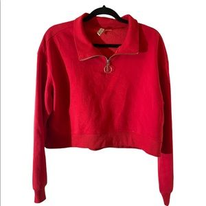 Cropped Quarter Zip Sweater